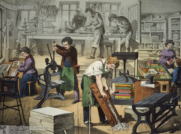 Buchbinderwerkstatt (um 1850)